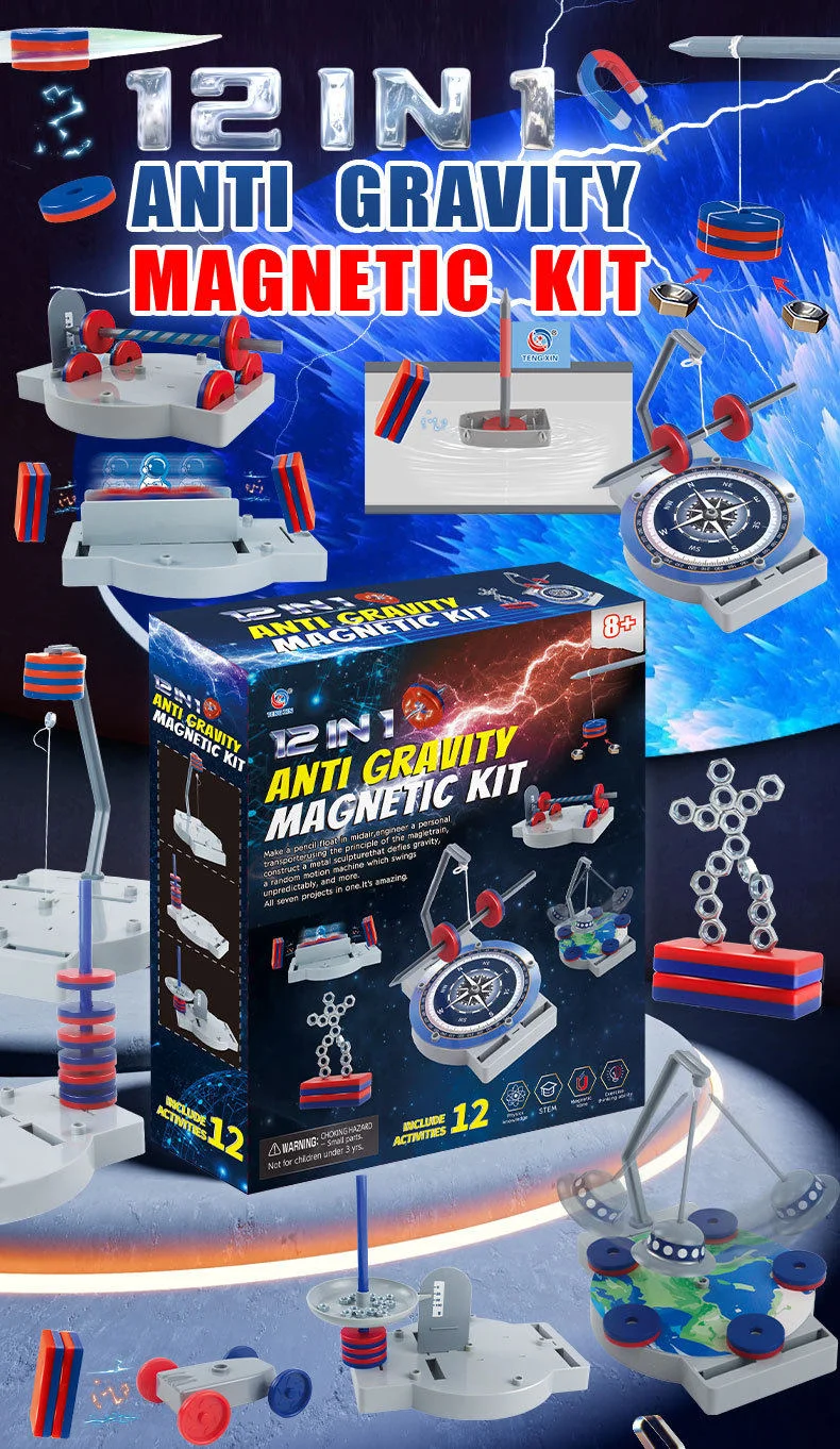Magnet Science- 12 in 1 Physics Puzzle Science and Education Cutting-Edge Suspended Toy Set for STEM learning