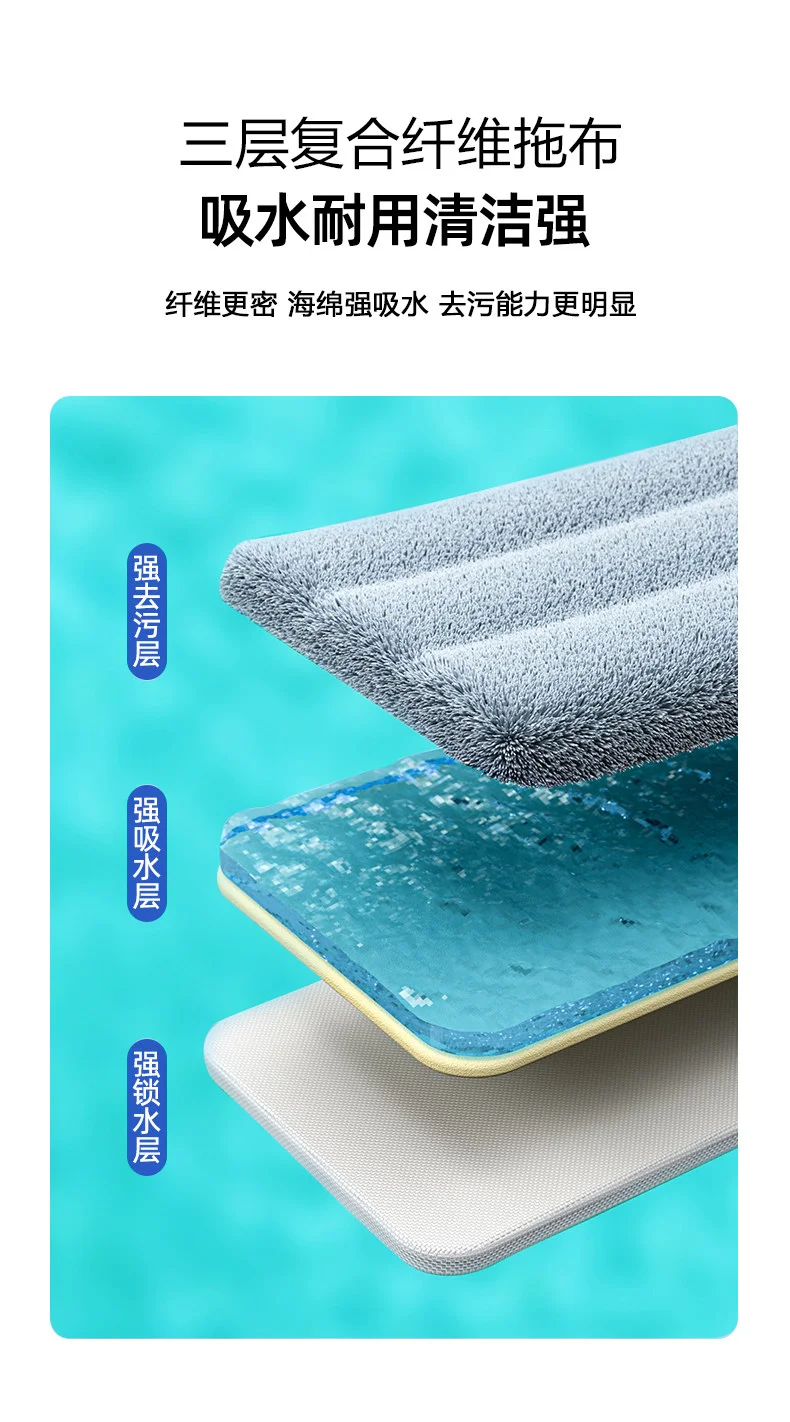 Mop 2024 New Hand-free Flat Mop Floor Mop Cleaning Lazy Man Artifact Household Wooden and Dry Dual-use Wood Floor - Image 5