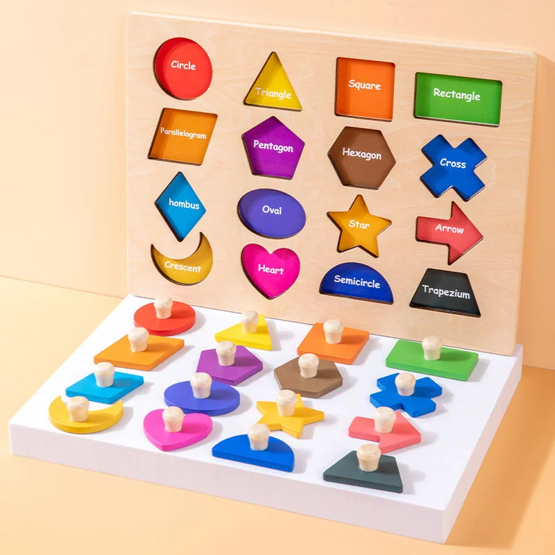 Montessori Toddler Teaching Aids Puzzle Montessori Magnetic Geometric Shape Inlay Board Wooden Shape Clutch Board Toy - Image 2