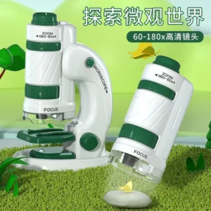 Portable Children's Microscope 180 Times High Definition Science Experiment Toy suit Science Excellent Horse Cross-border Hot Selling