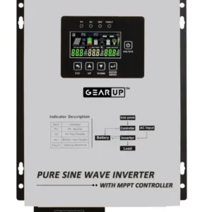 GearUP 1200W, 12V, Pure Sine Wave Solar Inverter With 40A MPPT Charge Controller (Lithium & Acid Battery Supported) - GHT-12K12 Plus