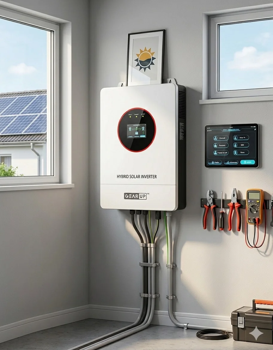GearUP 2KW Hybrid Solar Inverter with 100A MPPT, 3000W PV, 12V Battery Pure Sine Wave High Frequency Inverter without WiFi Dongle - Image 2