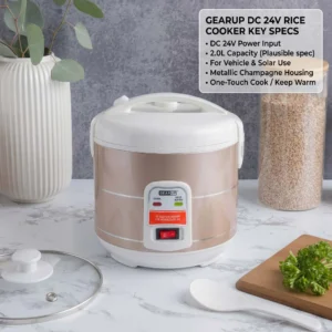 DC Solar Kitchen Combo - 3 | GearUP 24V Rice Cooker, GearUP 24V 100Ah LiFePO4 Battery, Jinko 620W 1pcs Panel & SRNE SRNE Shiner 12V/24V 40A MPPT Controller